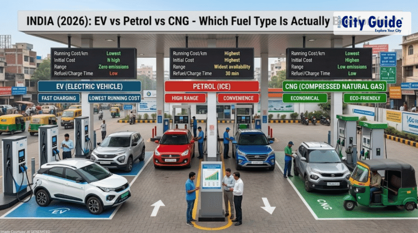 EV vs Petrol vs CNG in India (2026) Which Fuel Type Is Actually Best for You