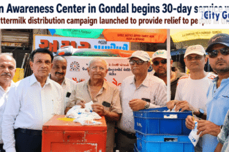 Jain Awareness Center in Gondal Begins 30-Day Service Work Buttermilk Distribution Campaign Launched to Provide Relief to People in the Heat