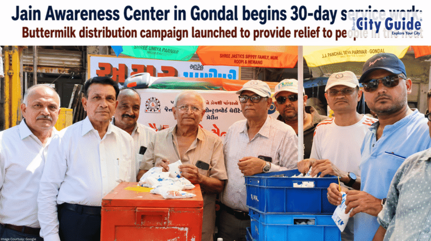 Jain Awareness Center in Gondal Begins 30-Day Service Work Buttermilk Distribution Campaign Launched to Provide Relief to People in the Heat