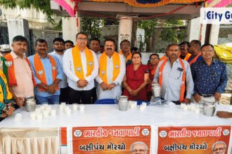 Rajkot BJP Chhas Distribution Program A Noble Step of Public Service During Extreme Summer Heat