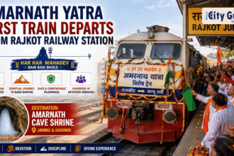 Amarnath Yatra from Rajkot Railway Station First Special Train Departs Amid Chants of 'Har Har Mahadev'