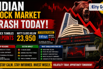 Indian Stock Market Crash Today Sensex Tumbles 800 Points, Nifty Slides Below 23,950 as IT Stocks Plunge and Infosys Falls Sharply