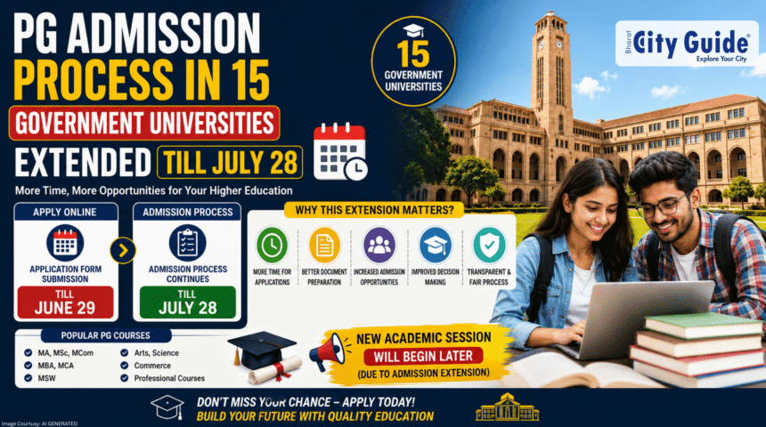 PG Admission Process in 15 Government Universities Extended Till July 28 Complete Guide for Students