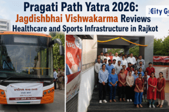 Pragati Path Yatra 2026: Jagdishbhai Vishwakarma Reviews Healthcare and Sports Infrastructure in Rajkot