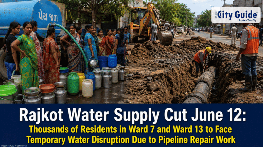 Rajkot Water Supply Cut June 12 Thousands of Residents in Ward 7 and Ward 13 to Face Temporary Water Disruption Due to Pipeline Repair Work