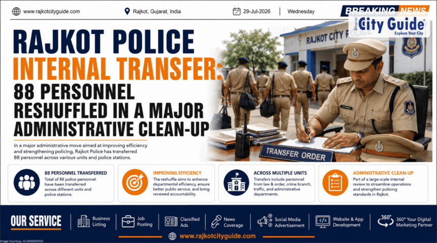 Rajkot Police Internal Transfer: 88 Personnel Reshuffled in a Major Administrative Clean-Up