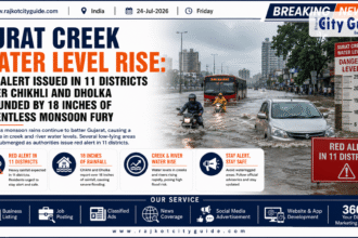 Surat Creek Water Level Rise: Red Alert Issued in 11 Districts After Chikhli and Dholka Grounded by 18 Inches of Relentless Monsoon Fury