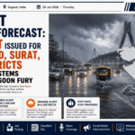 Gujarat Weather Forecast: Red Alert Issued for Ahmedabad, Surat, and 6 Districts as 4 Active Systems Intensify Monsoon Fury