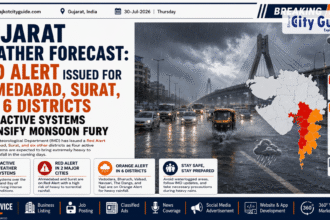 Gujarat Weather Forecast: Red Alert Issued for Ahmedabad, Surat, and 6 Districts as 4 Active Systems Intensify Monsoon Fury