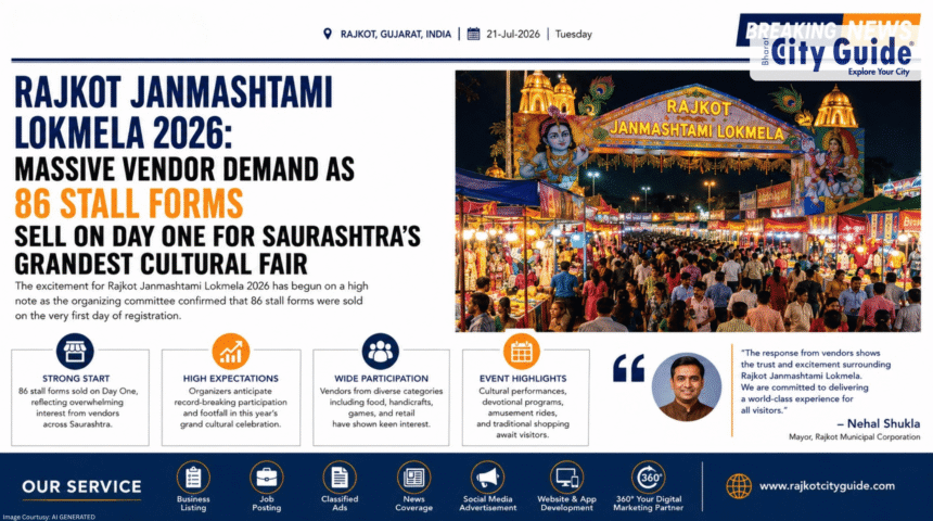 Rajkot Janmashtami Lokmela 2026: Massive Vendor Demand as 86 Stall Forms Sell on Day One for Saurashtra’s Grandest Cultural Fair