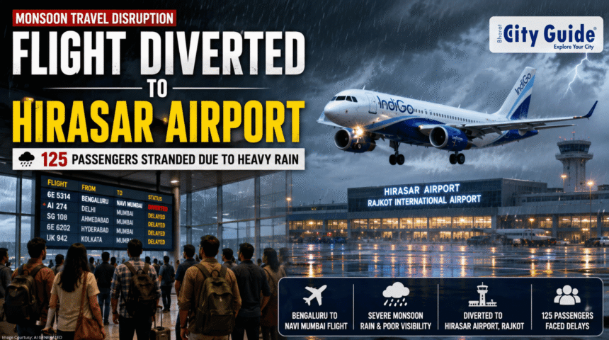 Flight Diverted to Hirasar Airport Heavy Rain Forces Bengaluru-Navi Mumbai Flight to Land in Rajkot