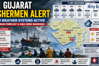 Gujarat Fishermen Alert Two Weather Systems Activate 7-Day Rain Forecast with High Wind Warnings Across the Coastline