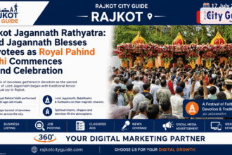 Rajkot Jagannath Rathyatra Lord Jagannath Blesses Devotees as Royal Pahind Vidhi Commences Grand Celebration