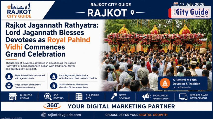 Rajkot Jagannath Rathyatra Lord Jagannath Blesses Devotees as Royal Pahind Vidhi Commences Grand Celebration