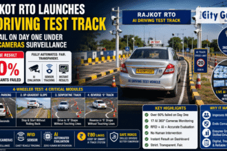 Rajkot RTO Launches AI Driving Test Track 60% Fail on Day One Under 17 AI Cameras Surveillance