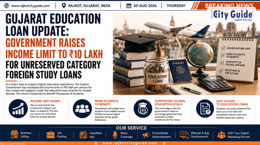 Gujarat Education Loan Update: Government Raises Income Limit to ₹10 Lakh for Unreserved Category Foreign Study Loans