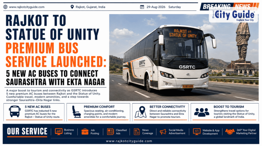 Rajkot To Statue Of Unity Premium Bus Service Launched: 5 New AC Buses to Connect Saurashtra with Ekta Nagar