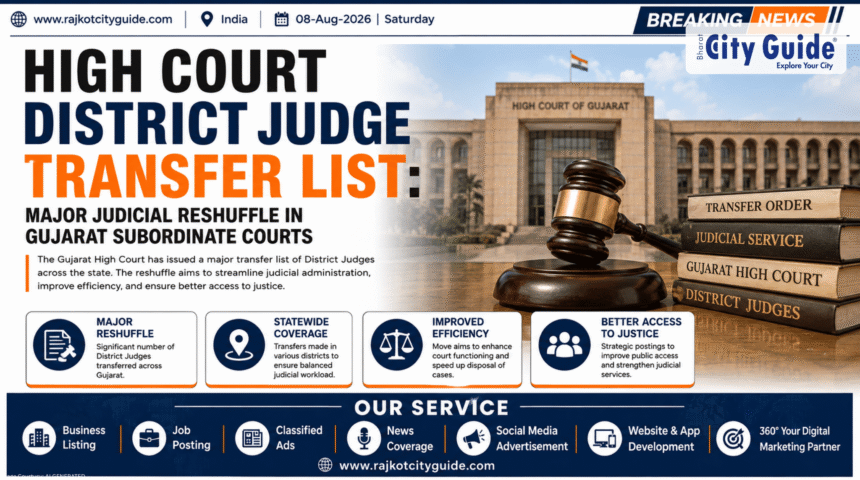 High Court District Judge Transfer List: Major Judicial Reshuffle in Gujarat Subordinate Courts