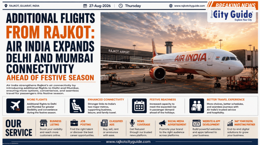 Additional Flights From Rajkot: Air India Expands Delhi and Mumbai Connectivity Ahead of Festive Season
