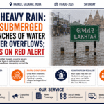 Gujarat Heavy Rain: Lakhtar Submerged Under 3.5 Inches of Water as Umai River Overflows; 12 Districts on Red Alert