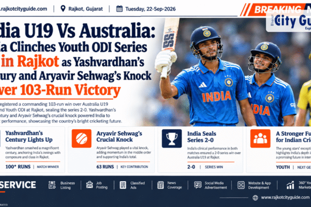 India U19 Vs Australia: India Clinches Youth ODI Series 2-0 in Rajkot as Yashvardhan’s Century and Aryavir Sehwag’s Knock Power 103-Run Victory