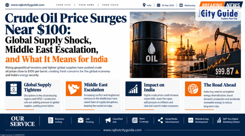 Crude Oil Price Surges Near $100: Global Supply Shock, Middle East Escalation, and What It Means for India