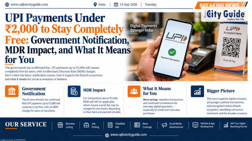 UPI Payments Under ₹2,000 to Stay Completely Free: Government Notification, MDR Impact, and What It Means for You