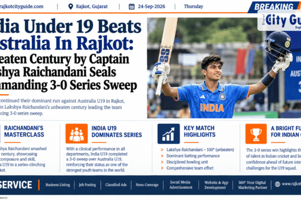 India Under 19 Beats Australia In Rajkot: Unbeaten Century by Captain Lakshya Raichandani Seals Commanding 3-0 Series Sweep