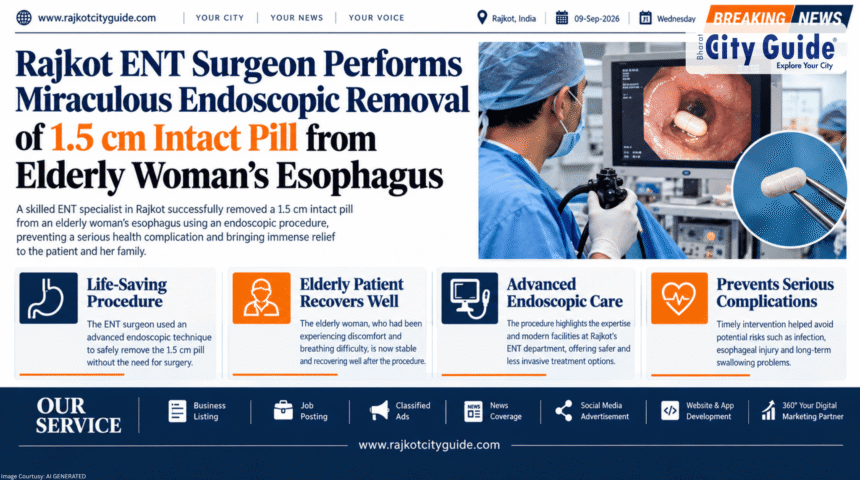 Rajkot ENT Surgeon Performs Miraculous Endoscopic Removal of 1.5 cm Intact Pill from Elderly Woman’s Esophagus