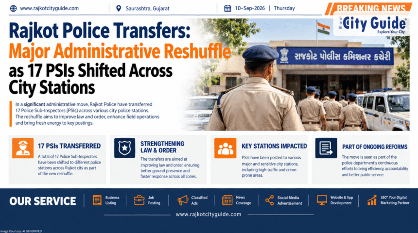 Rajkot Police Transfers: Major Administrative Reshuffle as 17 PSIs Shifted Across City Stations
