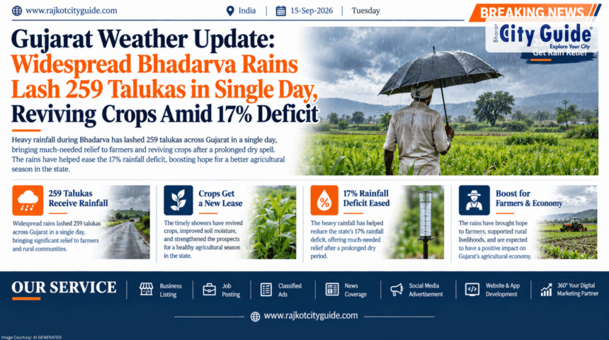 Gujarat Weather Update: Widespread Bhadarva Rains Lash 259 Talukas in Single Day, Reviving Crops Amid 17% Deficit