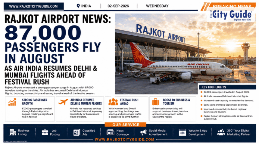 Rajkot Airport News: 87,000 Passengers Fly in August as Air India Resumes Delhi & Mumbai Flights Ahead of Festival Rush