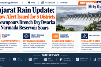 Gujarat Rain Update: Yellow Alert Issued for 5 Districts as Downpours Drench Dry Dwarka and Narmada Reservoir Soars