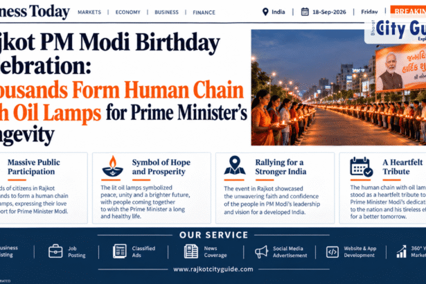 Rajkot PM Modi Birthday Celebration: Thousands Form Human Chain with Oil Lamps for Prime Minister’s Longevity