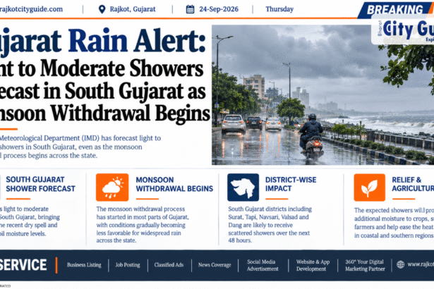 Gujarat Rain Alert: Light to Moderate Showers Forecast in South Gujarat as Monsoon Withdrawal Begins