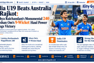 India U19 Beats Australia In Rajkot: Lakshya Raichandani’s Monumental 240 and Ishan Om’s 9-Wicket Haul Power Innings Victory