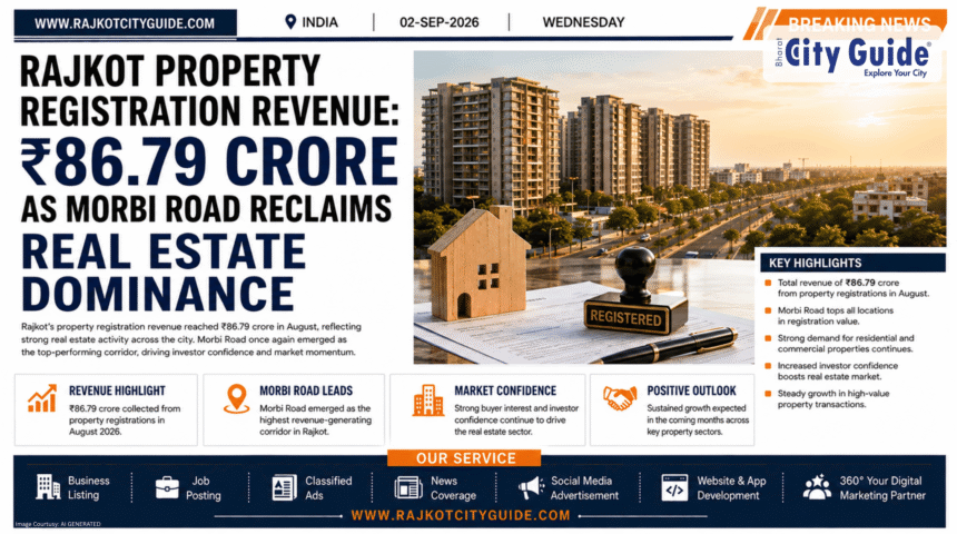 Rajkot Property Registration Revenue: August Yields ₹86.79 Crore as Morbi Road Reclaims Real Estate Dominance