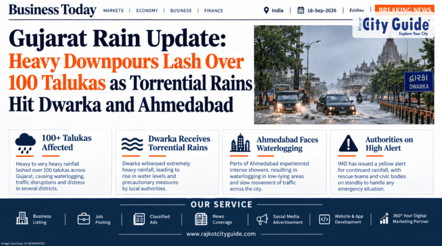 Gujarat Rain Update: Heavy Downpours Lash Over 100 Talukas as Torrential Rains Hit Dwarka and Ahmedabad