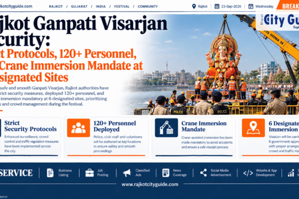 Rajkot Ganpati Visarjan Security: Strict Protocols, 120+ Personnel, and Crane Immersion Mandate at 6 Designated Sites
