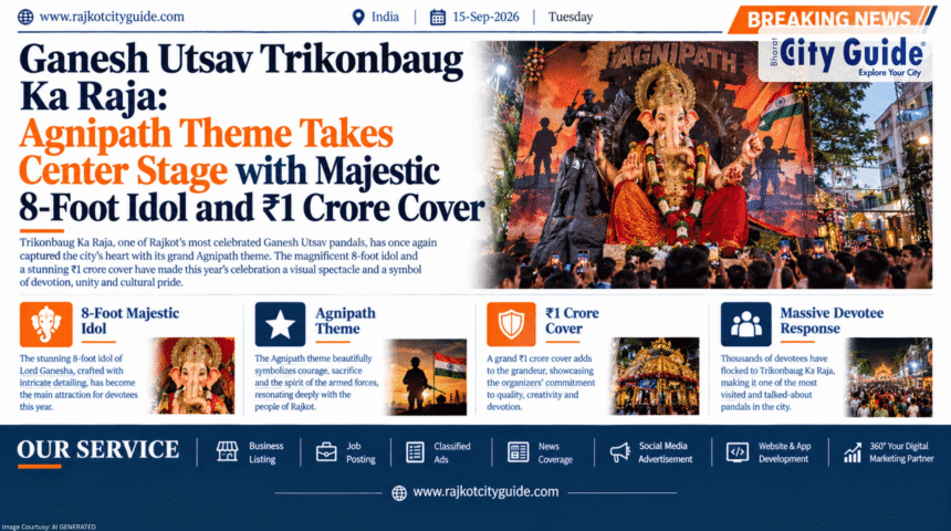 Ganesh Utsav Trikonbaug Ka Raja: Agnipath Theme Takes Center Stage with Majestic 8-Foot Idol and ₹1 Crore Cover