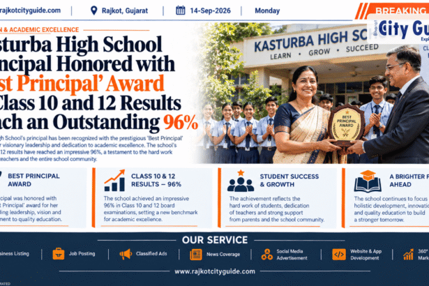 Kasturba High School Principal Honored with 'Best Principal' Award as Class 10 and 12 Results Reach an Outstanding 96%