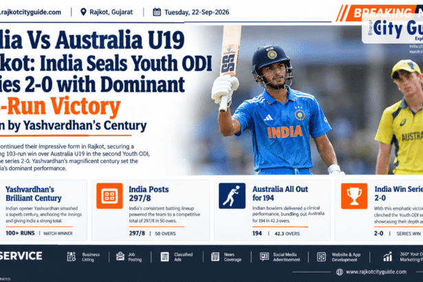 India Vs Australia U19 Rajkot: India Seals Youth ODI Series 2-0 with Dominant 103-Run Victory Driven by Yashvardhan’s Century