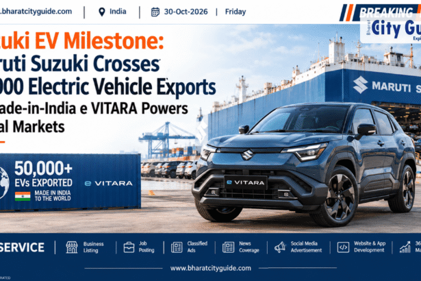 Suzuki EV Milestone: Maruti Suzuki Crosses 50,000 Electric Vehicle Exports as Made-in-India e VITARA Powers Global Markets