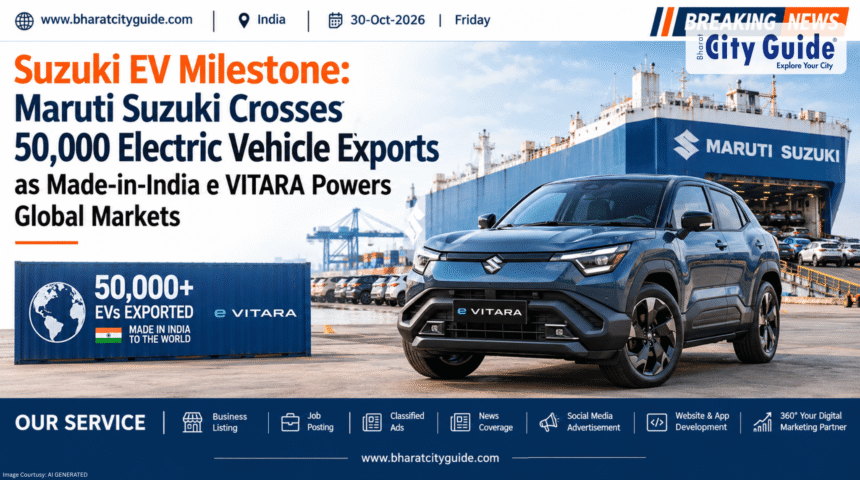 Suzuki EV Milestone: Maruti Suzuki Crosses 50,000 Electric Vehicle Exports as Made-in-India e VITARA Powers Global Markets