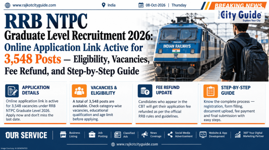 RRB NTPC Graduate Level Recruitment 2026: Online Application Link Active for 3,548 Posts — Eligibility, Vacancies, Fee Refund, and Step-by-Step Guide