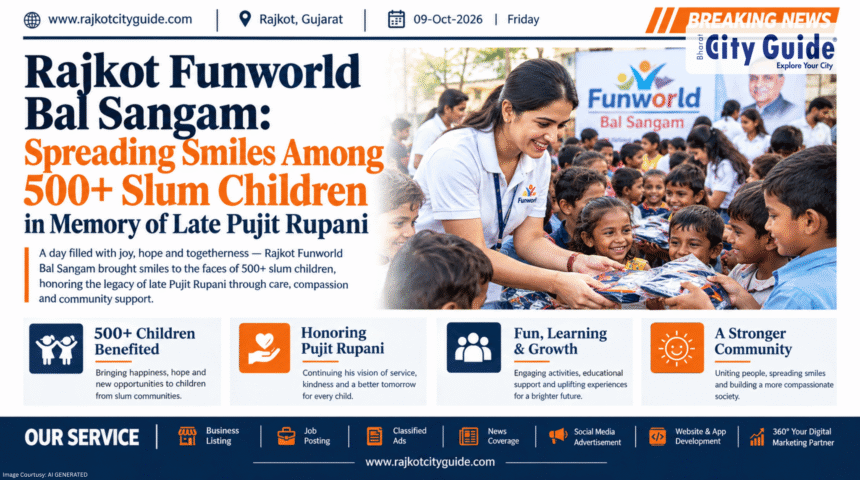 Rajkot Funworld Bal Sangam: Spreading Smiles Among 500+ Slum Children in Memory of Late Pujit Rupani