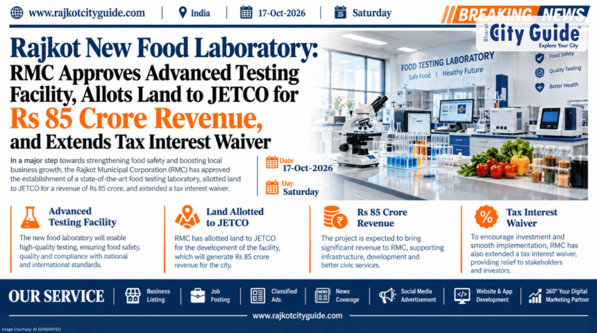 Rajkot New Food Laboratory: RMC Approves Advanced Testing Facility, Allots Land to JETCO for Rs 85 Crore Revenue, and Extends Tax Interest Waiver