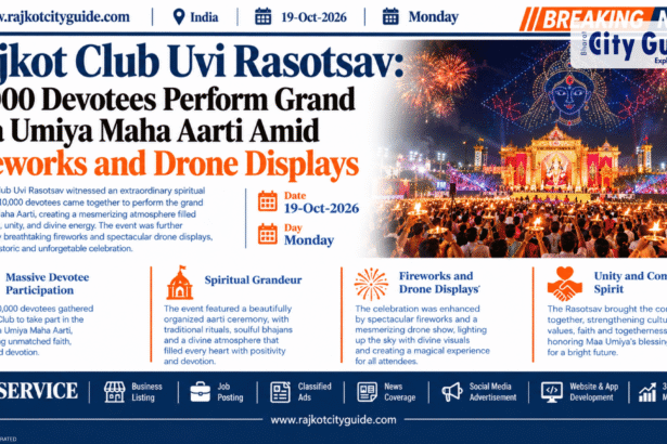 Rajkot Club Uvi Rasotsav: 10,000 Devotees Perform Grand Maa Umiya Maha Aarti Amid Fireworks and Drone Displays