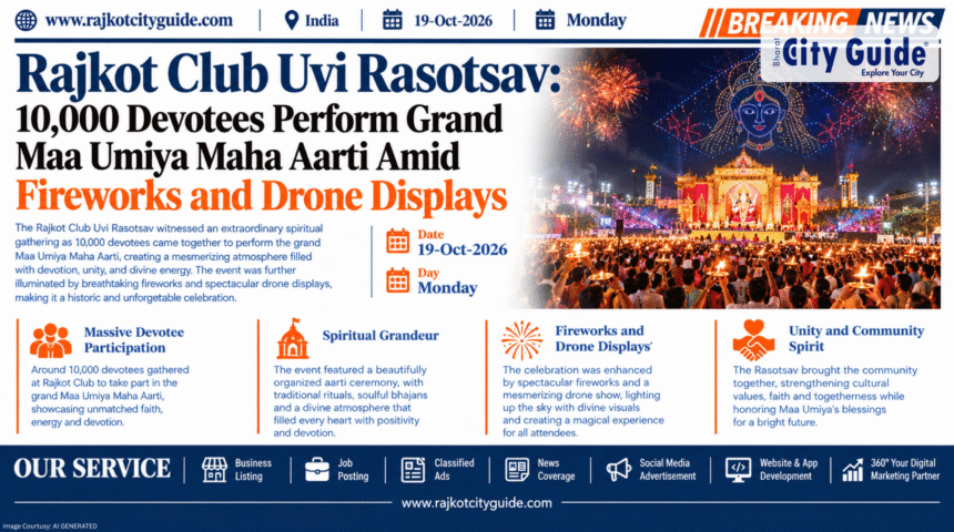 Rajkot Club Uvi Rasotsav: 10,000 Devotees Perform Grand Maa Umiya Maha Aarti Amid Fireworks and Drone Displays