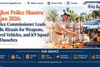Rajkot Police Shastra Pujan 2026: Police Commissioner Brajesh Kumar Jha Leads Sacred Dussehra Weapon Worship